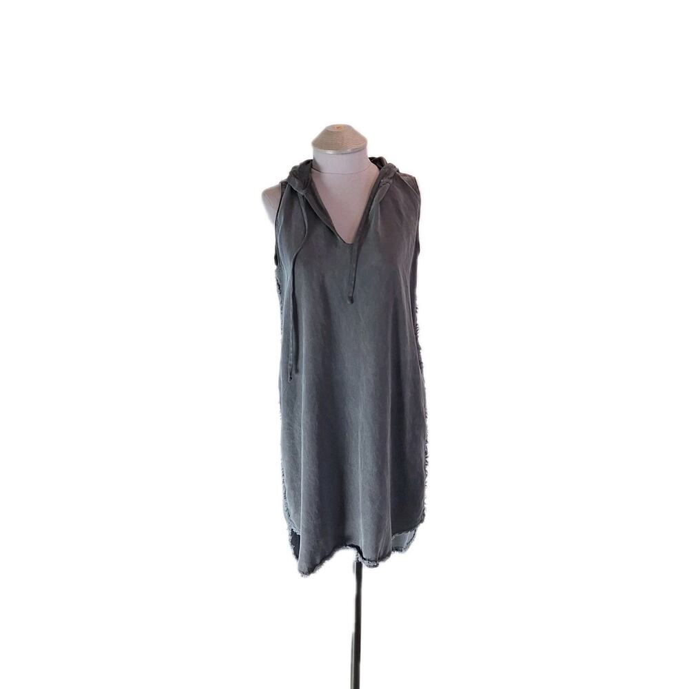 cloth and stone Anthropologie S Sleeveless Hooded Gray Shirt Dress Peasantcore